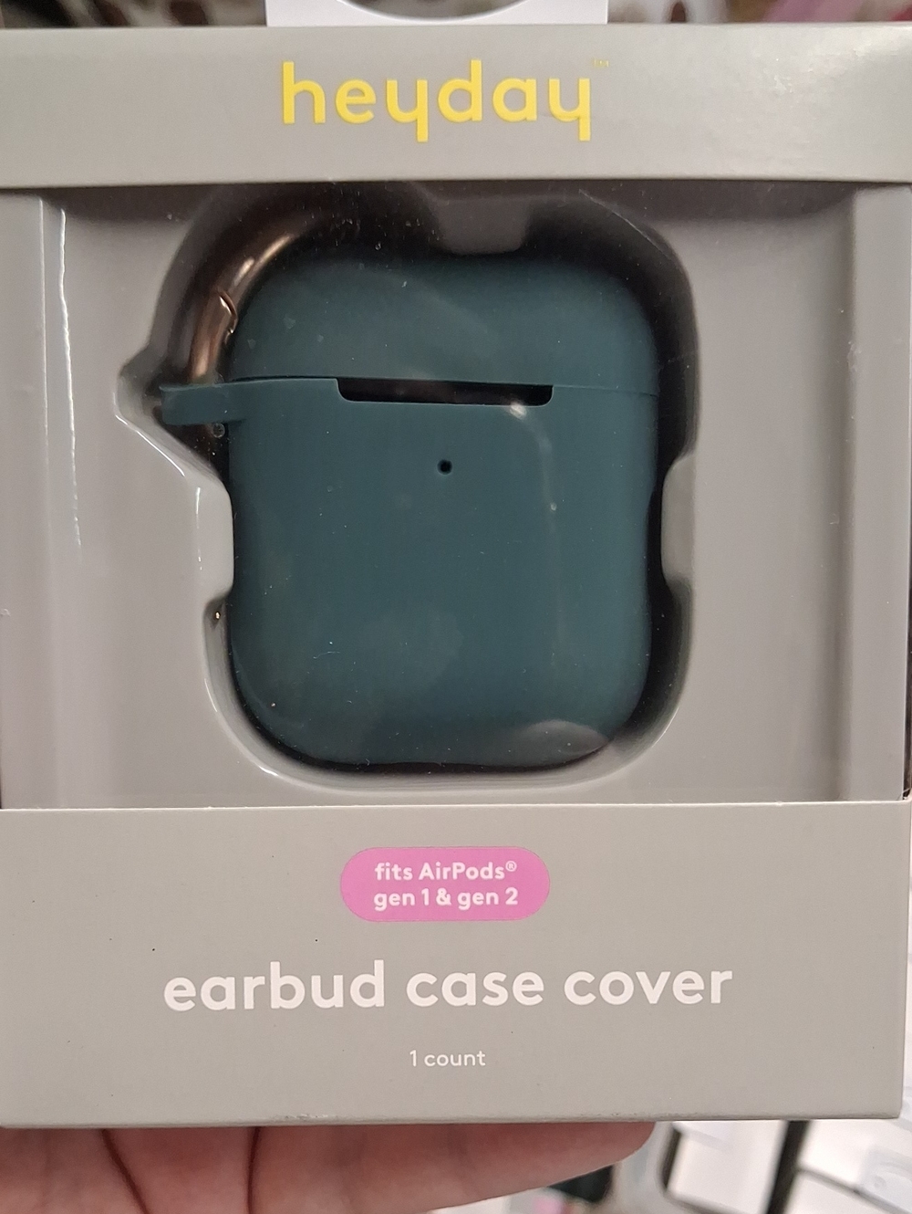 heyday Teal Silicone Earbud Case Cover with Carabiner